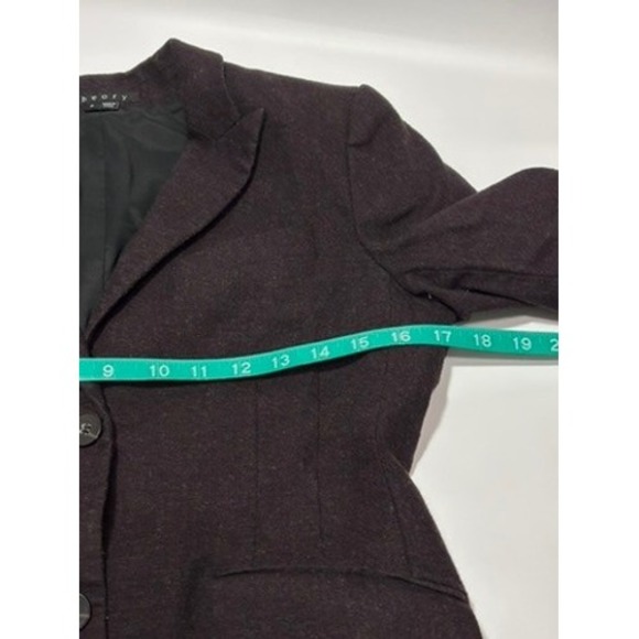 Theory Women's Blazer Size 6 Wool Angora Blazer Jacket Purple Dark Academia - Picture 7 of 12